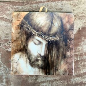 Jezus – Dekoracyjny kafelek z autorską grafiką naniesioną na ceramikę.