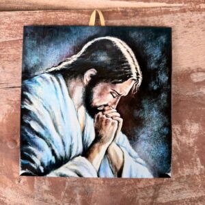 Jezus Chrystus – Dekoracyjny kafelek z autorską grafiką naniesioną na ceramikę.