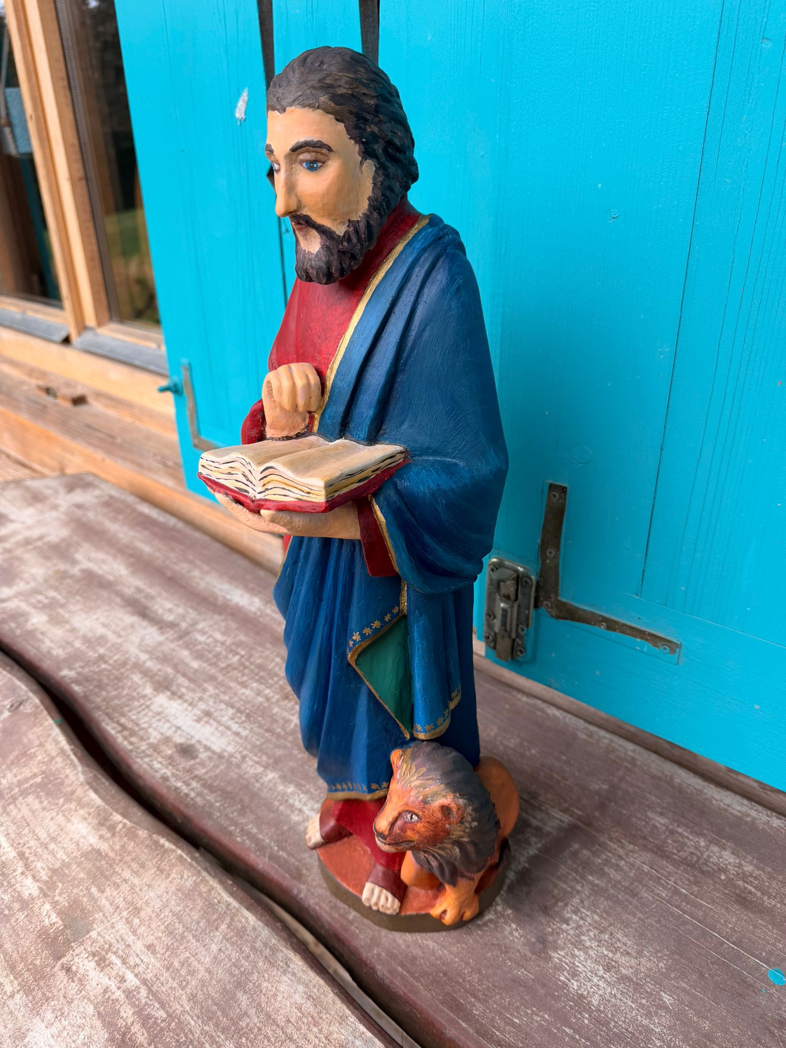 Figura Świętego Marka Ewangelisty z księgą i lwem - obrazek 3